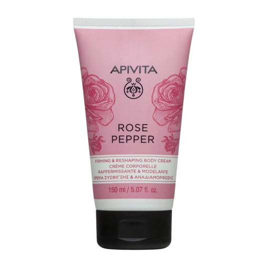 Crema corporal reafirmante y remodeladora con pimienta rosa de Apivita, 150 ml