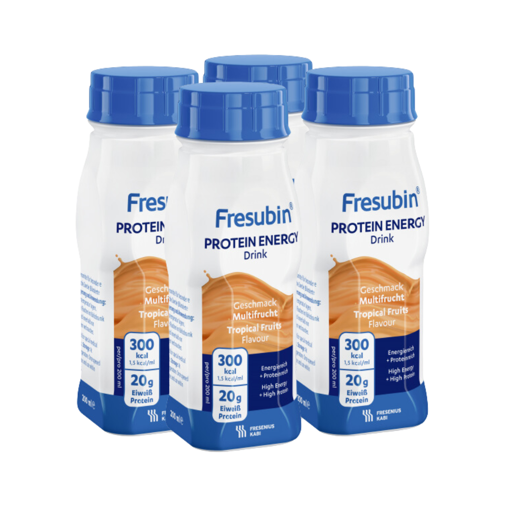 Bebida energética proteica Fresubin con sabor a frutas tropicales, 4 unidades de 200 ml