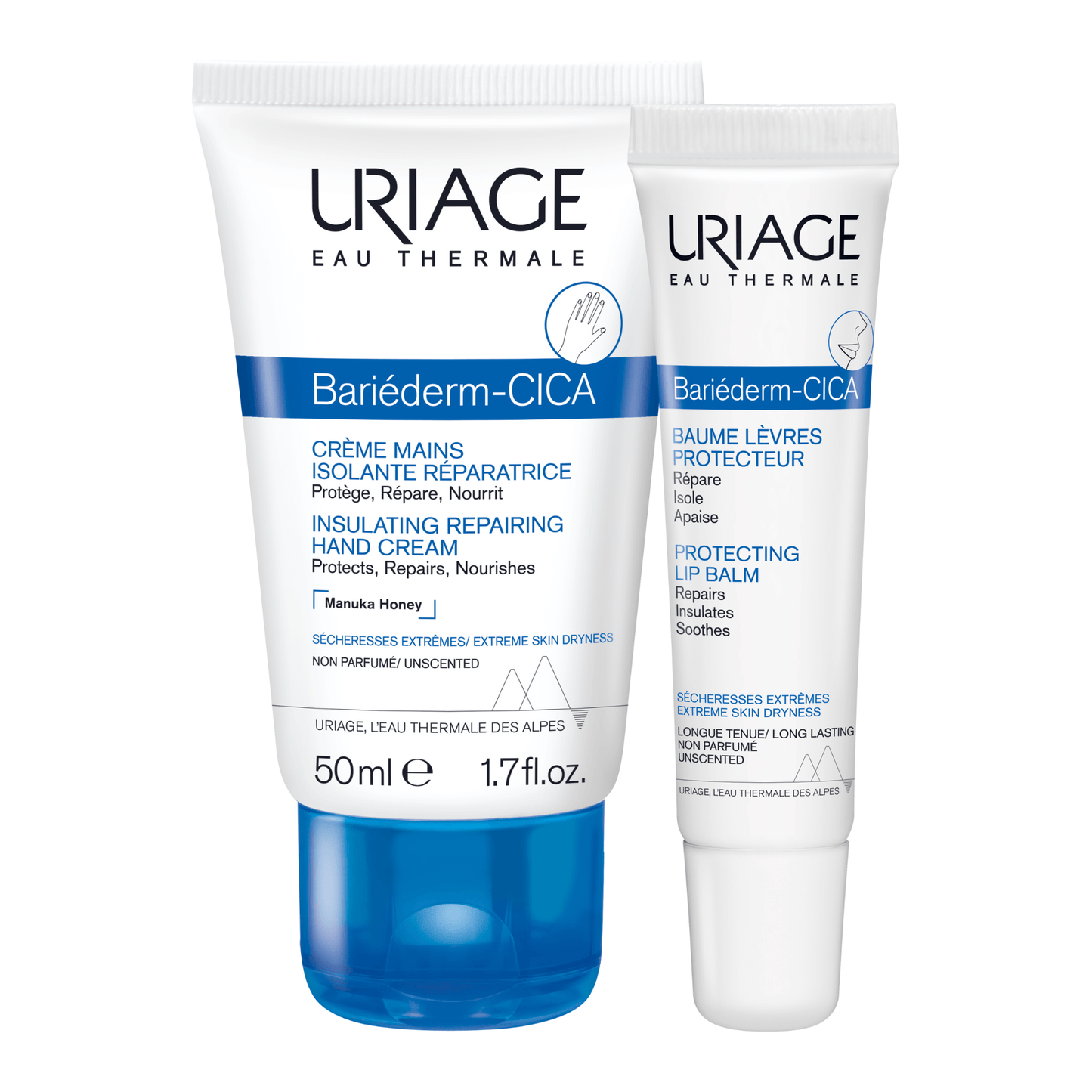 Uriage Pack Bariéderm-Cica Crema de Manos Aislante y Reparadora 50mL + Bálsamo Labial 15mL