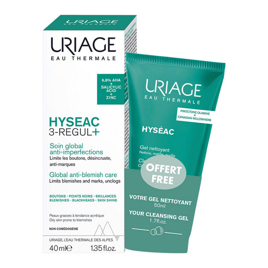 Uriage Pack Hyséac 3-Regul+ Cuidado Global 40mL + Gel De Limpeza 50mL