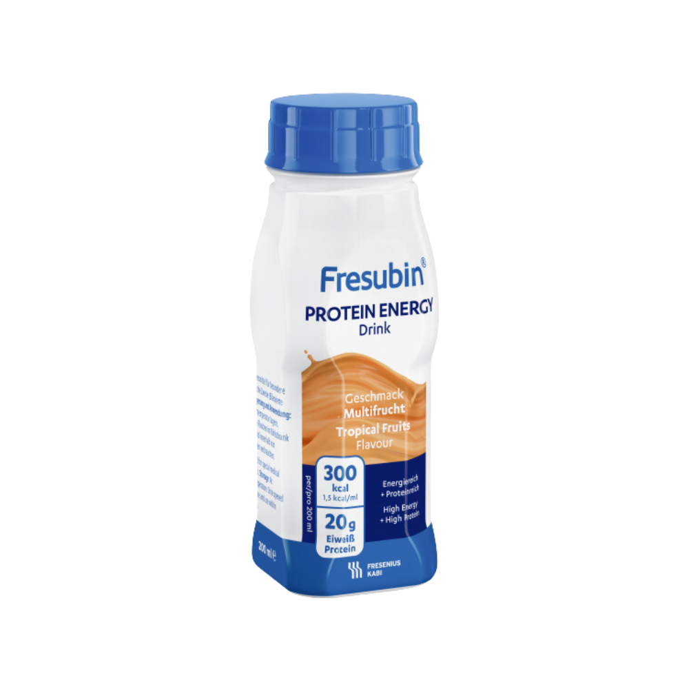 Bebida energética proteica Fresubin con sabor a frutas tropicales, 4 unidades de 200 ml
