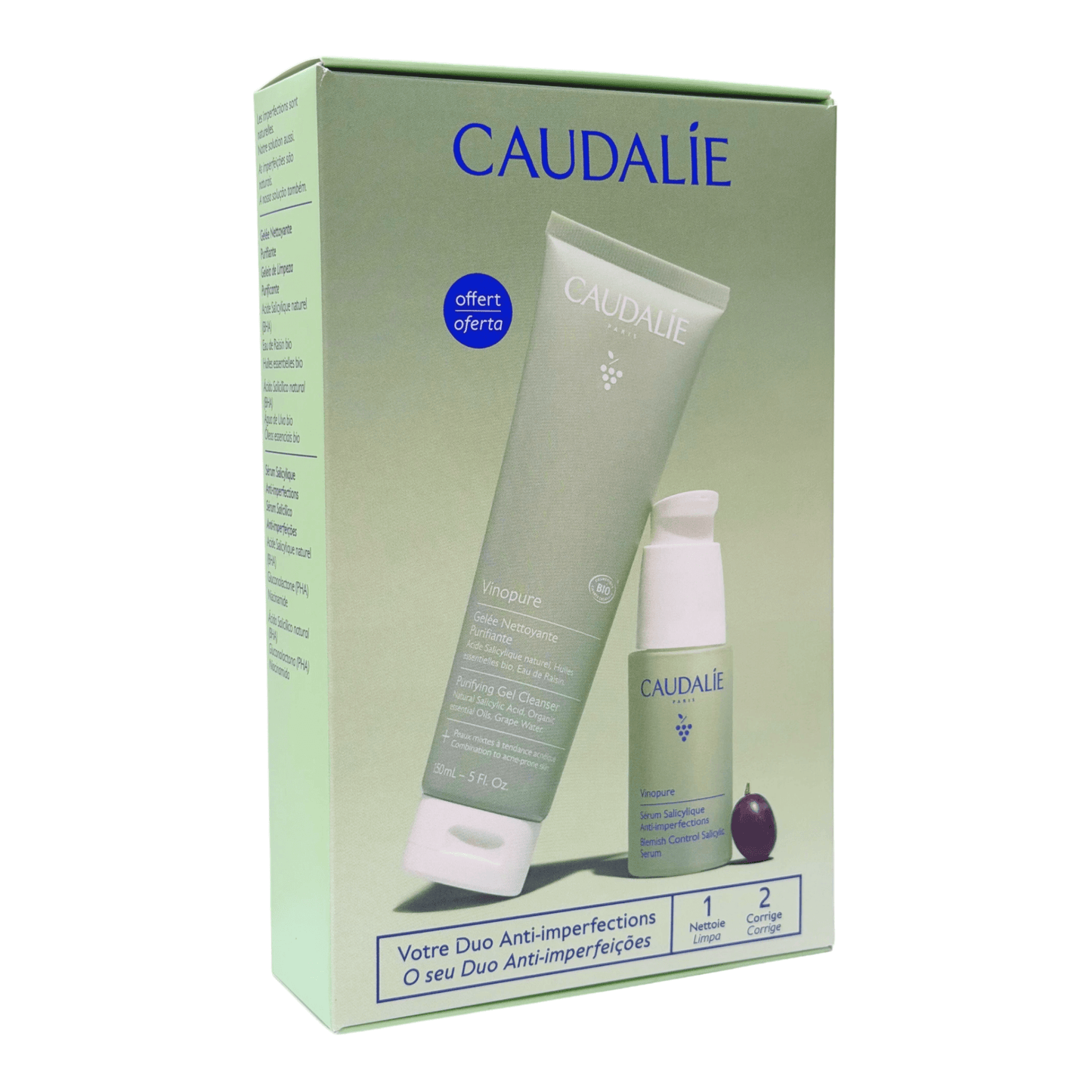 Caudalie Vinopure Pack Sérum Anti-imperfeições 30mL + Geleia Purificante 150mL