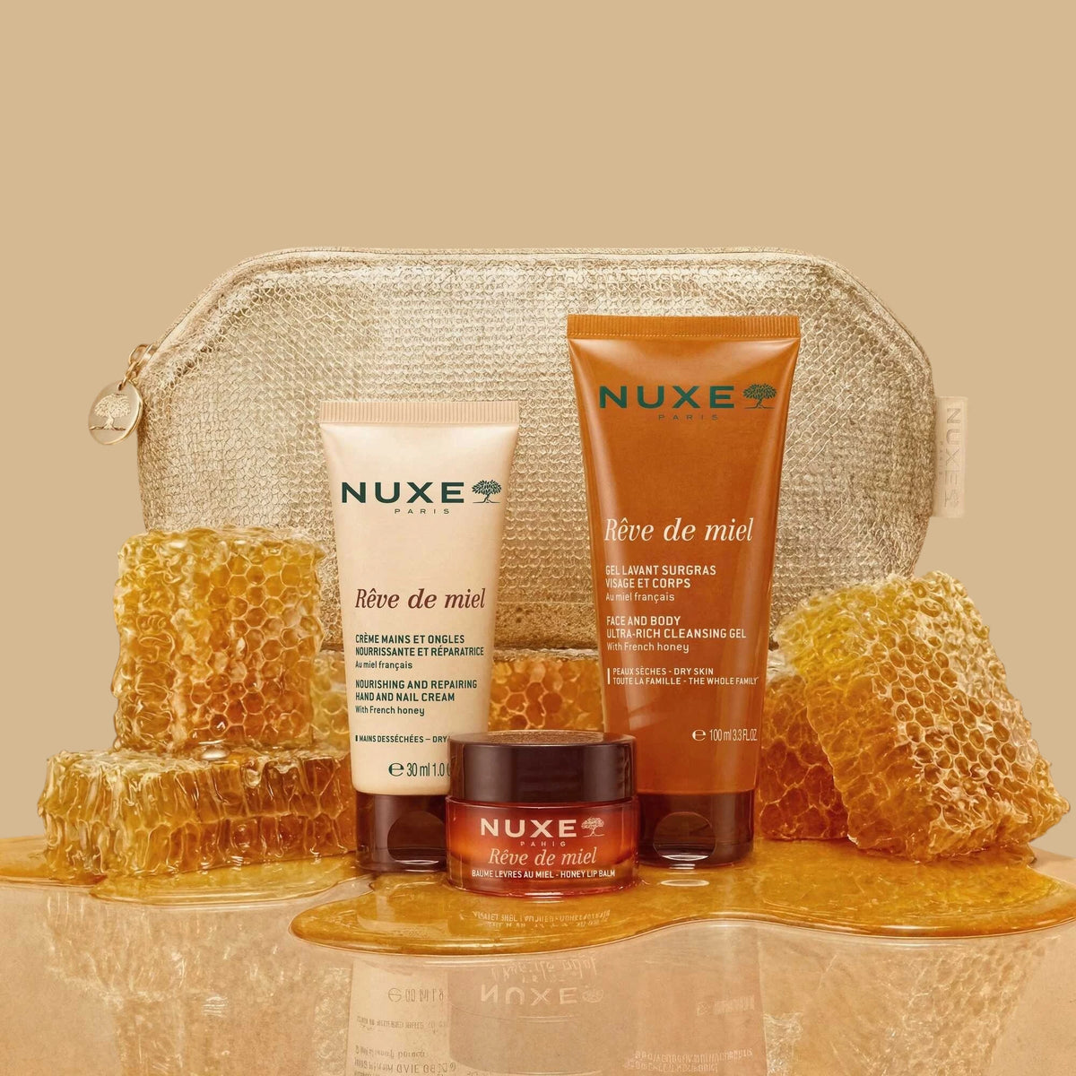 Nuxe Pack Rêve de Miel Trio Nutritivo Corpo Mãos e Lábios